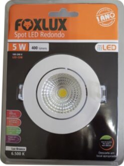 SPOT LED BRANCO REDONDO EMBUTIR 5W 6500K BIVOLT FOXLUX