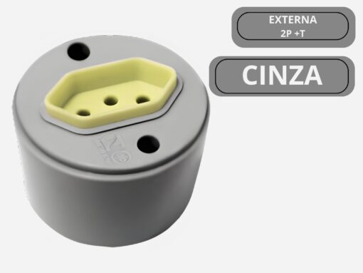 TOMADA 2P+T 20A SOBREPOR REDONDA CINZA 250V 815 PERLEX