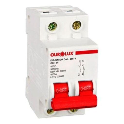 DISJUNTOR DIN CURVA C 2X63A - OUROLUX
