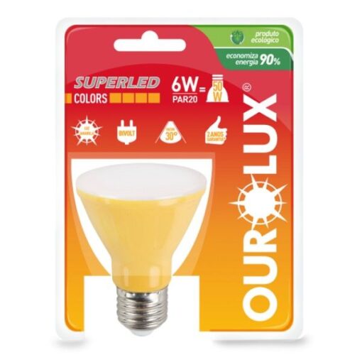 LAMPADA PAR 20 LED 6W AMARELO OUROLUX