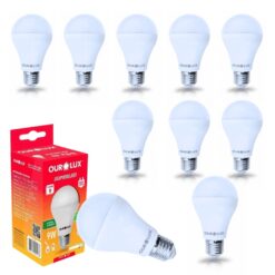 KIT 10 LAMPADAS LED A60 9W BRANCA 6500K BIVOLT OUROLUX