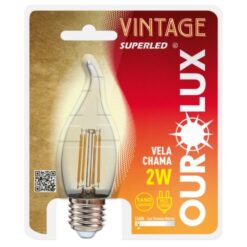 LAMPADA VINTAGE VELA CHAMA E27 2W BIVOLT OUROLUX
