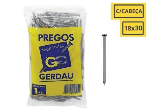 PREGO COM CABECA 18X30 1KG - GERDAU