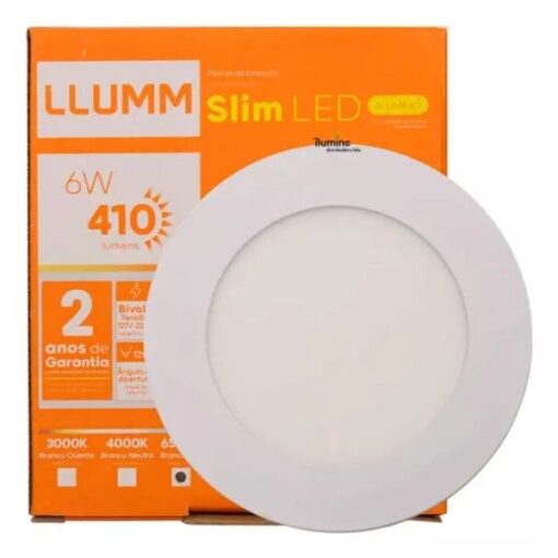PAINEL LED EMBUTIR REDONDO AMARELO 6W - LLUM