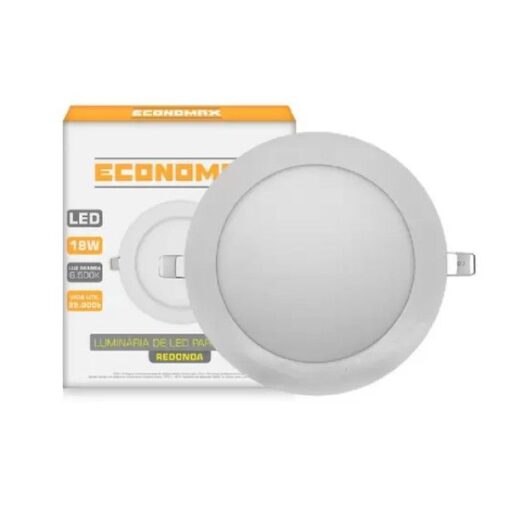 PAINEL LED EMBUTIR REDONDO BRANCO 18W - ECONOMAX