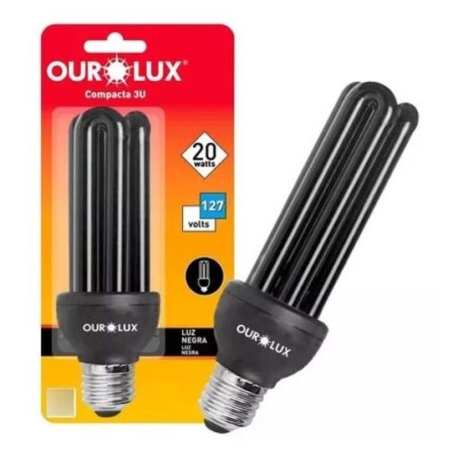 LAMPADA COMPACTA FLUORESCENTE LUZ NEGRA 20W 127V OUROLUX