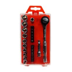 JOGO SOQUETE SEXTAVADO C/ CATRACA 25 PCS 1/4 - WORKER