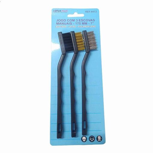 JOGO ESCOVA ACO 3 PCS 4413 - LOTUS