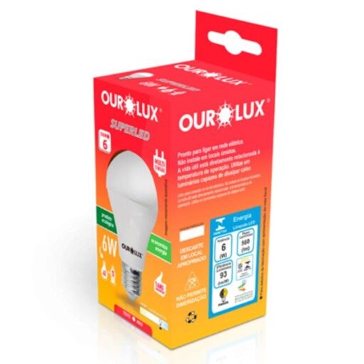 LAMPADA LED A60 6W BRANCA 6500K BIVOLT OUROLUX