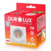 SPOT LED BRANCO QUADRADO EMBUTIR 3W 6400K BIVOLT OUROLUX
