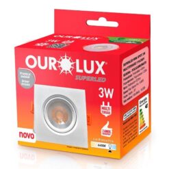 SPOT LED BRANCO QUADRADO EMBUTIR 3W 6400K BIVOLT OUROLUX