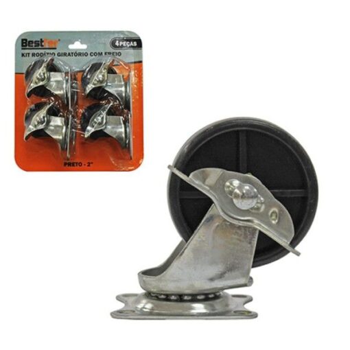 RODIZIO GIRATORIO BASE PLANA C/ FREIO 2" BFH1900 - BESTFER