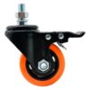 RODIZIO GIRATORIO ESPIGA 1/2 3" 75MM C/ FREIO PT/LARANJA 312 (6596) - COLSON