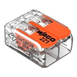 CONECTOR EMENDA TRANSPARENTE 2 ENTRADAS 221-412 - WAGO