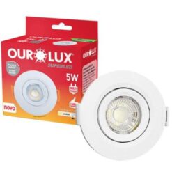 SPOT LED BRANCO REDONDO EMBUTIR 5W 6400K BIVOLT OUROLUX