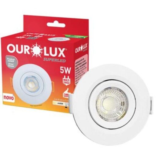SPOT LED BRANCO REDONDO EMBUTIR 5W 6400K BIVOLT OUROLUX