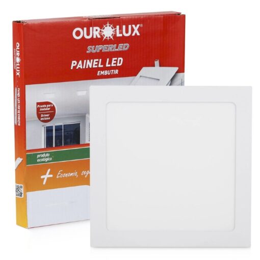 PAINEL LED EMBUTIR QUADRADO BRANCO 18W - OUROLUX
