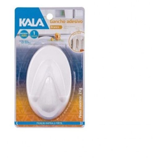 GANCHO PLASTICO ADESIVO 1PC BRANCO 2KG - KALA