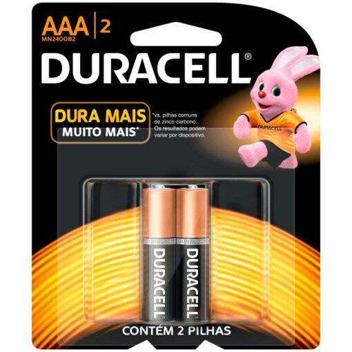PILHA ALCALINA PALITO 2 UNIDADES AAA - DURACELL