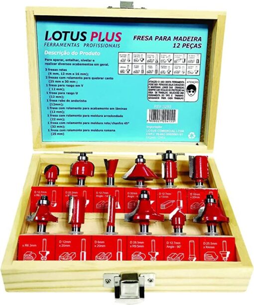 JOGO DE FRESA MADEIRA 12 PCS 3293 - LOTUS