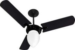 VENTILADOR TETO NEW DELTA LIGHT 3172 PRETO GLOBO PERA 127V VENTIDELTA