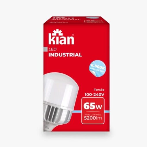 KIT 2 LAMPADAS LED INDUSTRIAL BULBO T E27 65W BRANCA 6500K BIVOLT KIAN