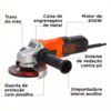 ESMERILHADEIRA ANGULAR 4.1/2 G650K5 650W 127V BOLSA 4 DISCOS - B&D