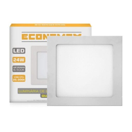 PAINEL LED SOBREPOR QUADRADO BRANCO 24W - ECONOMAX
