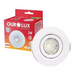 SPOT LED BRANCO REDONDO EMBUTIR 3W 6400K BIVOLT OUROLUX