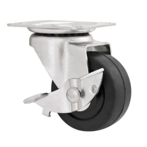 RODIZIO GIRATORIO BASE PLANA C/ FREIO 1.1/2" 17KG PRETO BESTFER